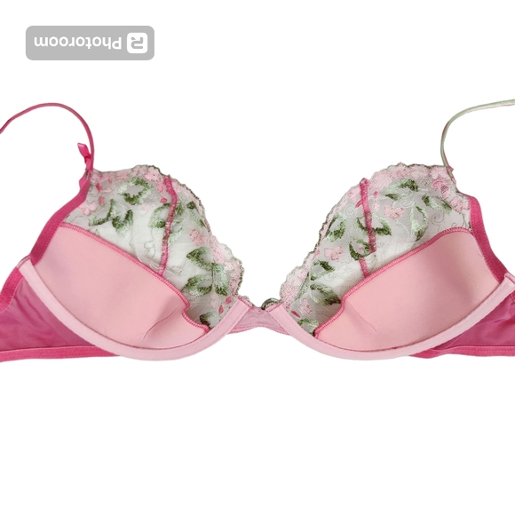 Victoria's Secret VTG Y2K Underwire Sheer Embroidered Lace Lt Push Up Bra 36D - Picture 11 of 15